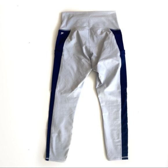 Fabletics Mila Pocket Powerhold Light Blue w/Dark Blue Stripes Capri Leggings-S - Picture 5 of 9